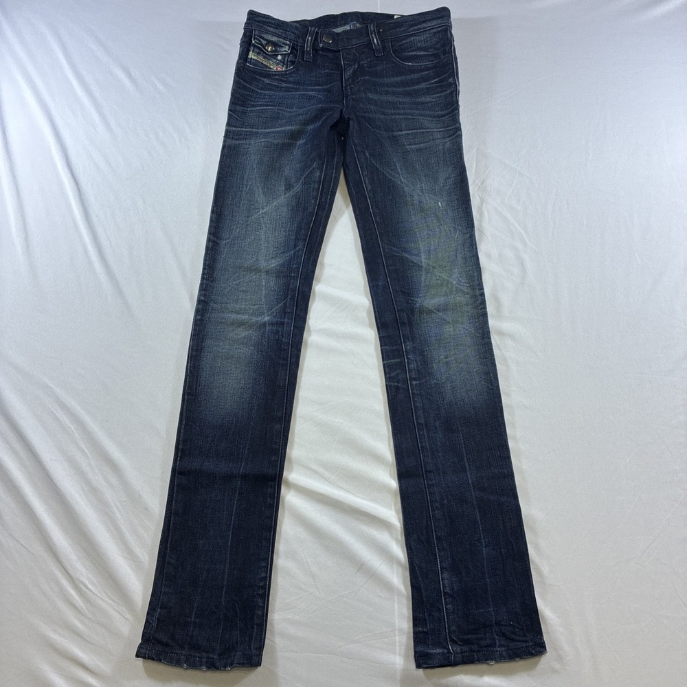 Diesel Livy-Biker Slim Straight Jeans Dark Wash Stretch Made in Italy Size 25x30